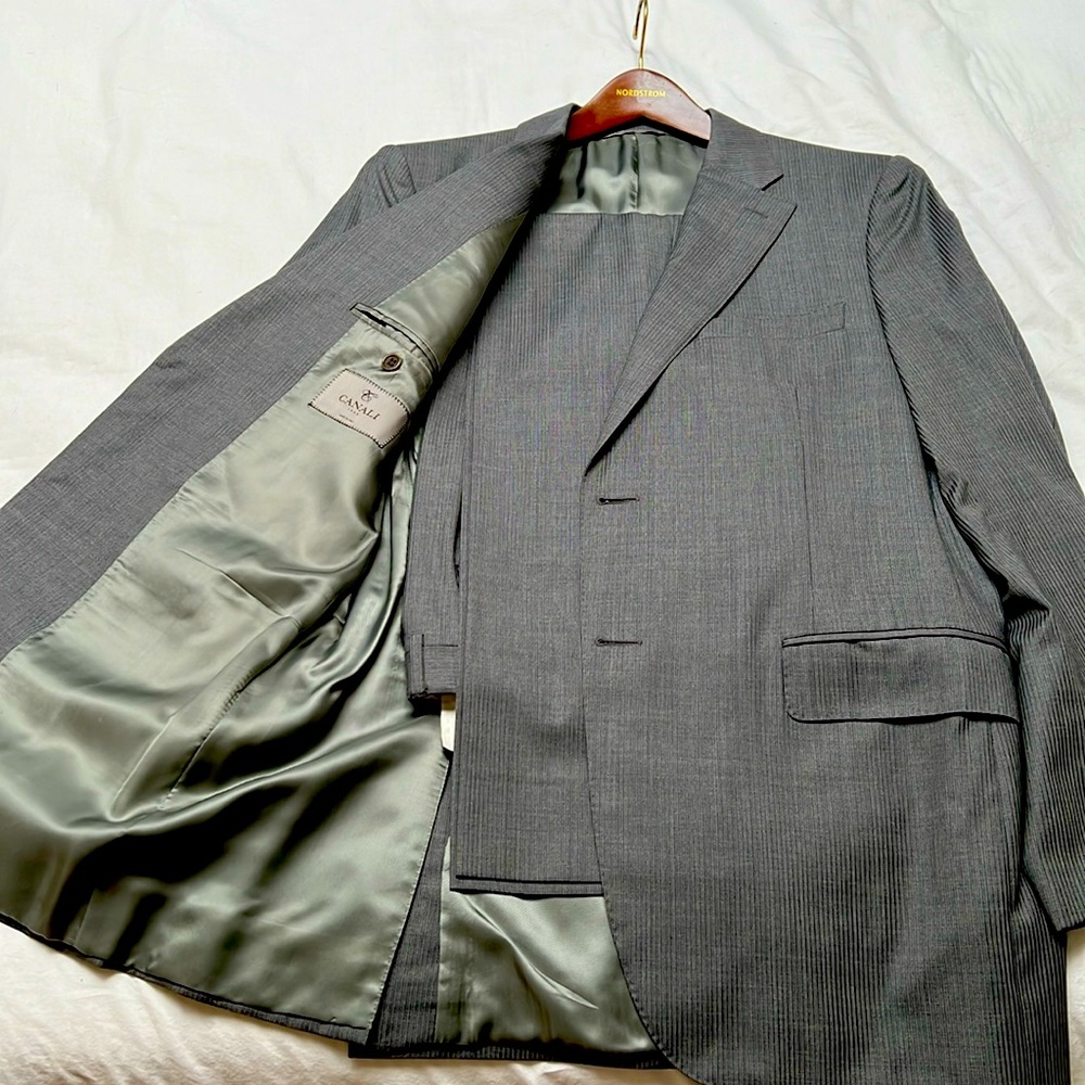 Canali Solid Grey Men’s 100% wool suit model L 13290/37
